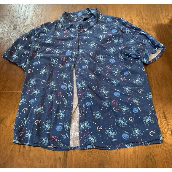 Disney Other - Disney Lilo & Stitch Cosmic Stitch Woven Button shirt